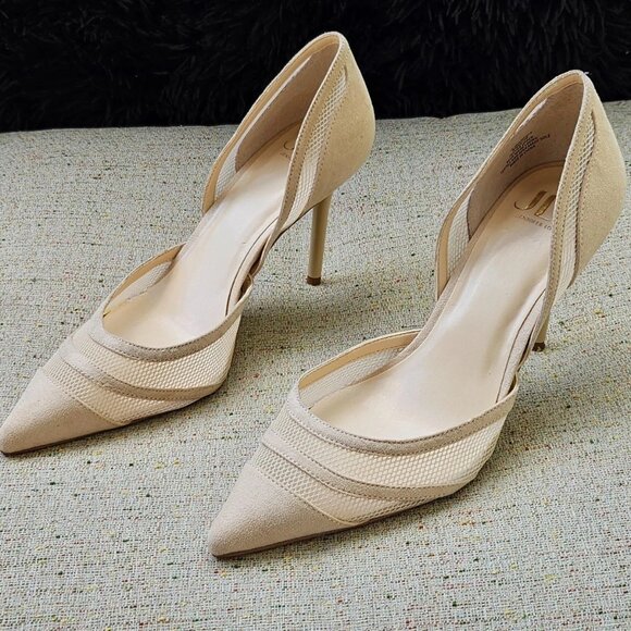 J LO Jennifer Lopez Women Heel sandal Pump Beige Textile Upper Shoe Size 8.5M - Picture 3 of 12